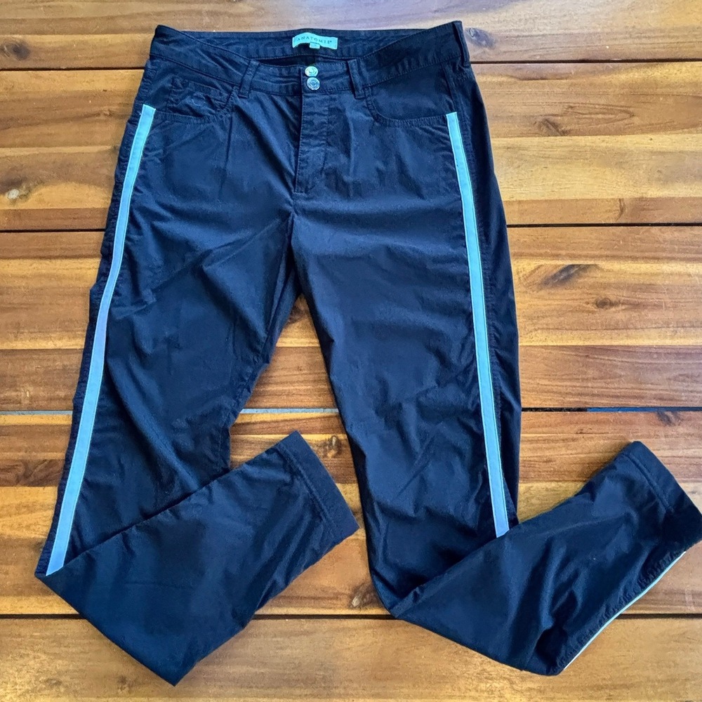 Anatomie Luisa Stripe Skinny Pants Black w White Side Stripe‎ Stretch Travel, S - Picture 2 of 7